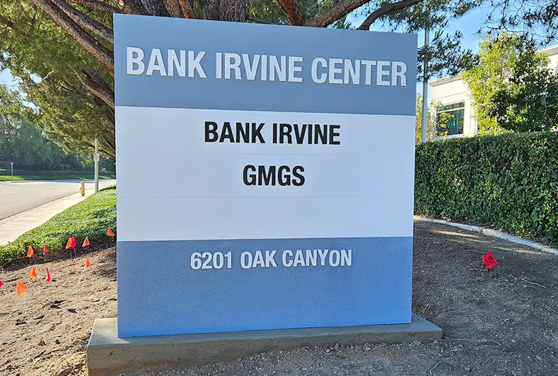 Double Sided Monument Sign for Bank Irvine Center