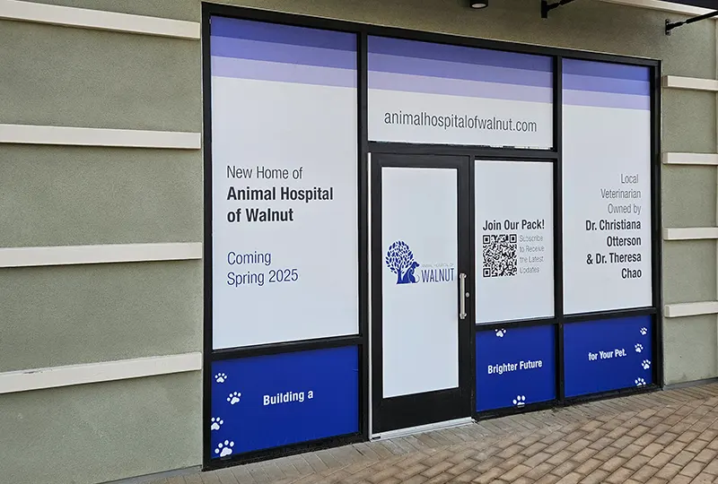 Pre-Opening Window Graphics for Animal Hospital of Walnut