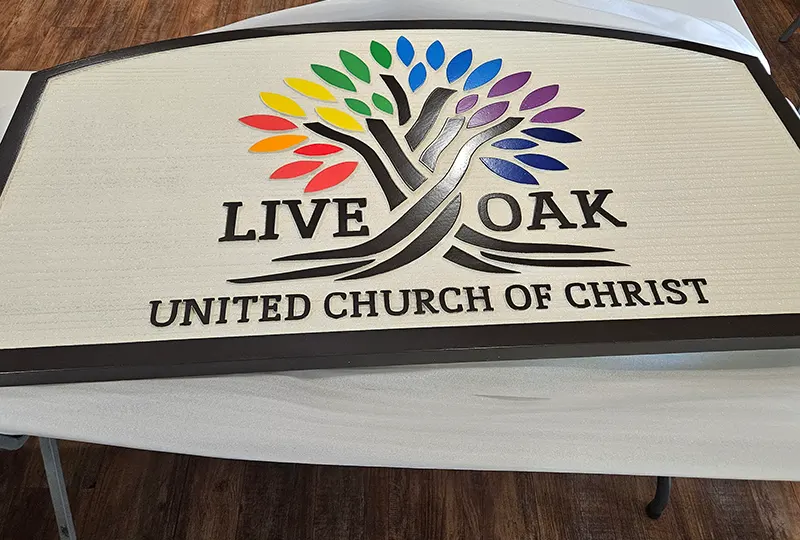 Sandblasted Sign for the Live Oak Unity Church in Brea, CA