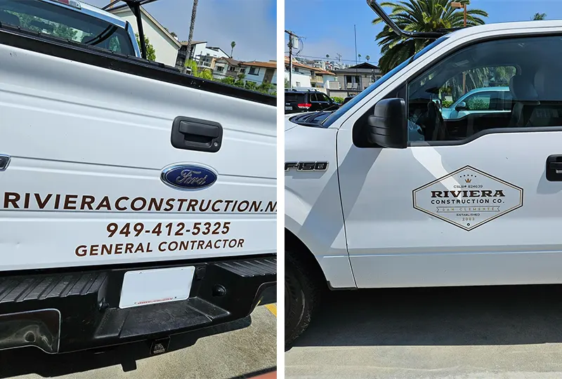 Vehicle Graphics for Riviera Construction's Newest Truck